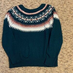 Maurices Teal and White Patterned Sweater